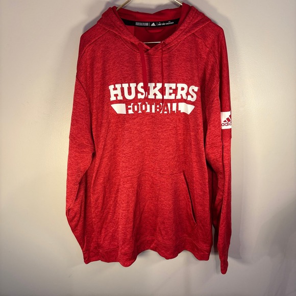 adidas Other - Adidas‎ Nebraska Huskers Football Hoodie Red Men's 2XLT
